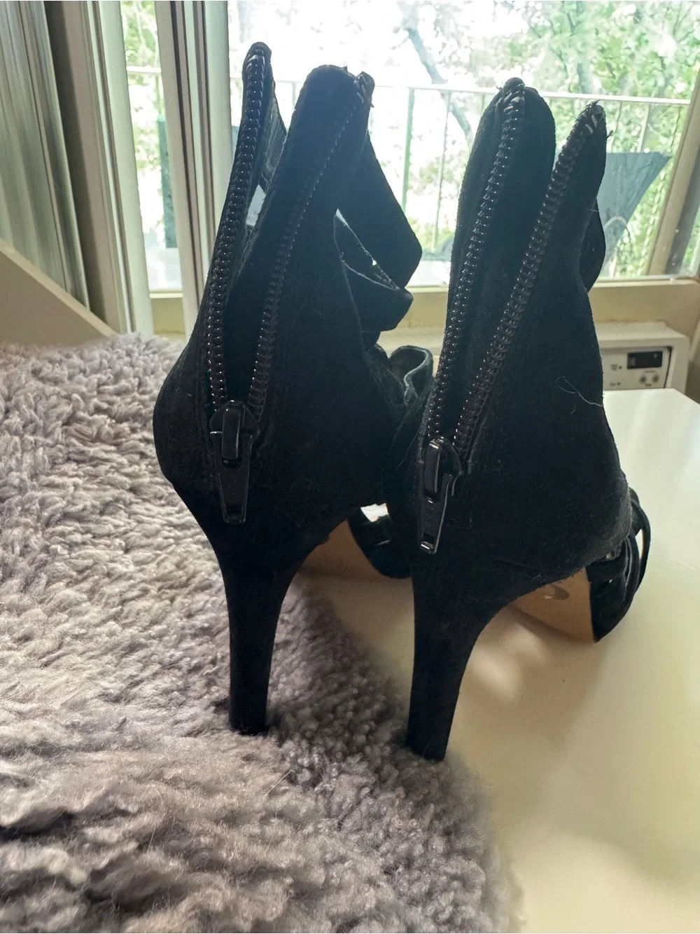 Gianni Bini Black Suede Strappy Stiletto Heels